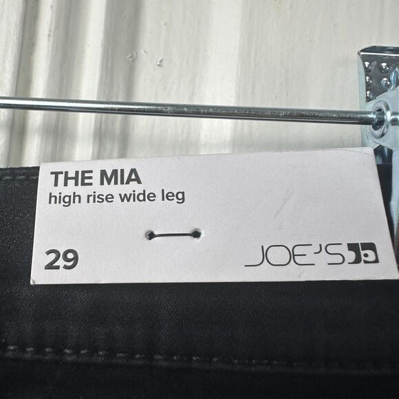 Joes Jeans Womens 29 Black Denim Coated High Rise Wide Leg The Mia Zip Fly NWT - Picture 5 of 9